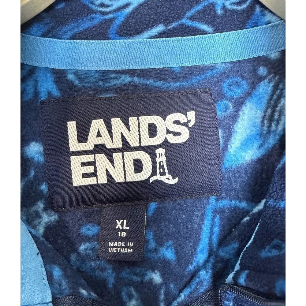 Lands' End Fleece Sweatshirt Quarter Zip Bundle Women's Nautical Animal Print XL - Picture 7 of 14